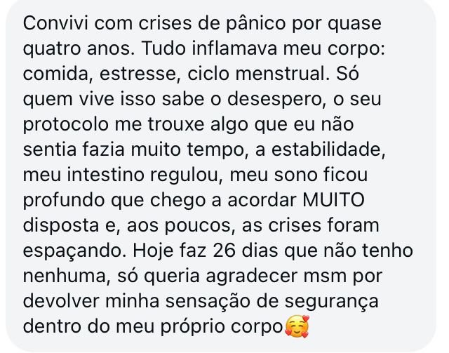 Depoimento sobre estufamento e ansiedade